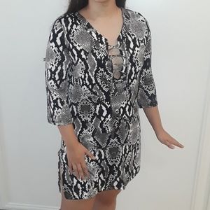 Sandiva: Modern Snake Print Dress w/ Side Slits
